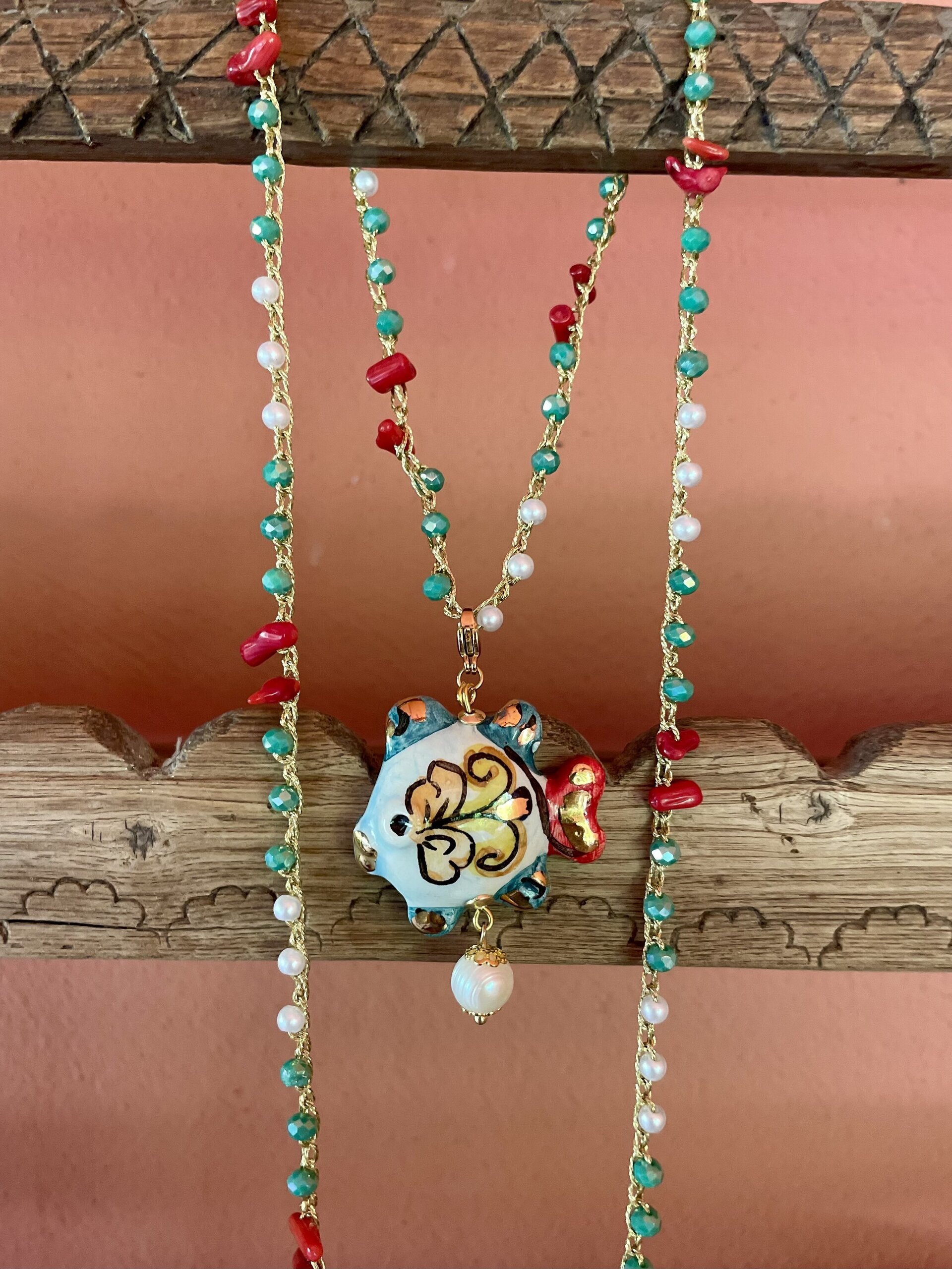 Pez verde y rojo (XL) - pieza única - 1