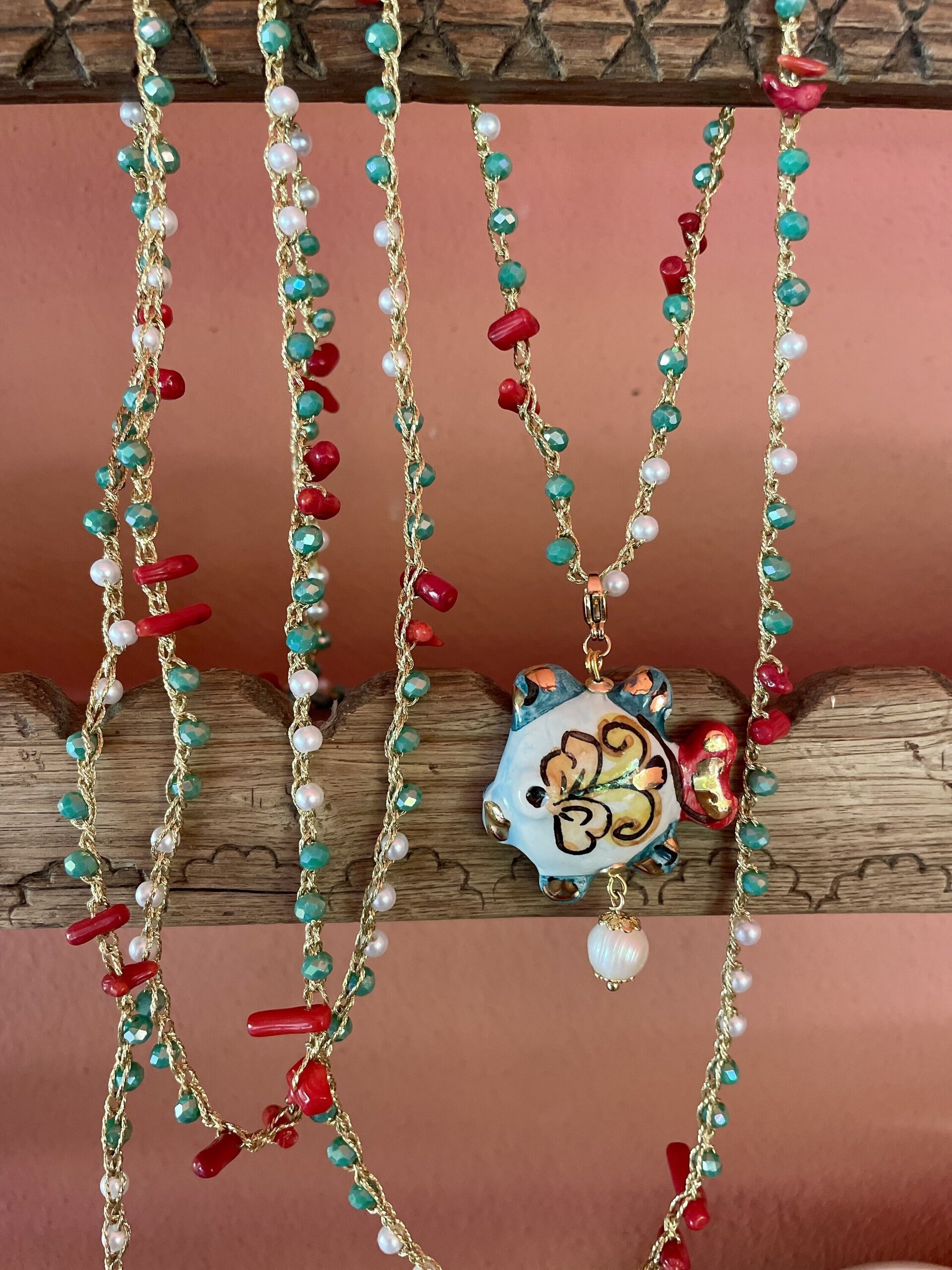 Pez verde y rojo (XL) - pieza única - 4