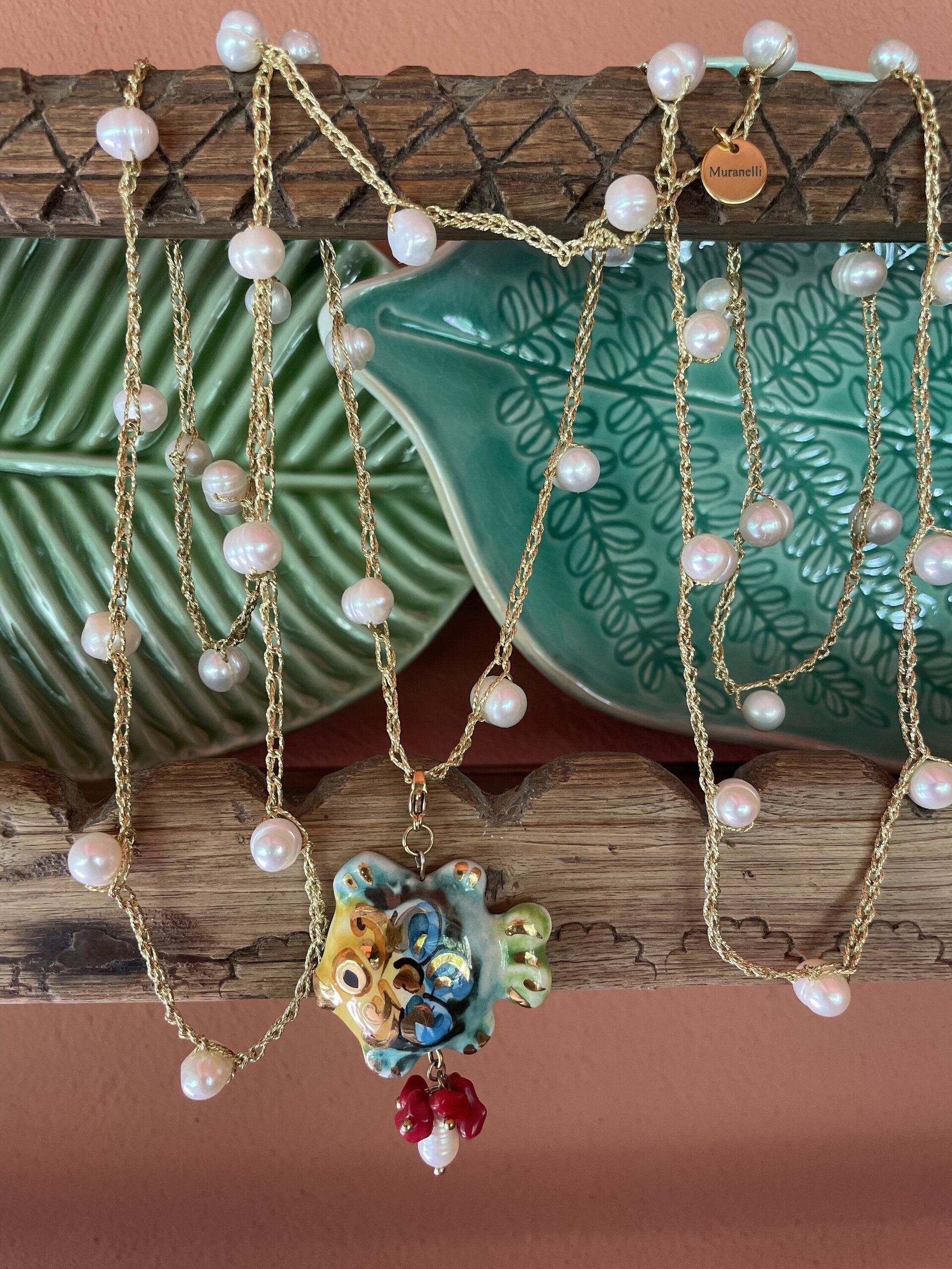 Pez azulado y perlas (XL) - pieza única - 3