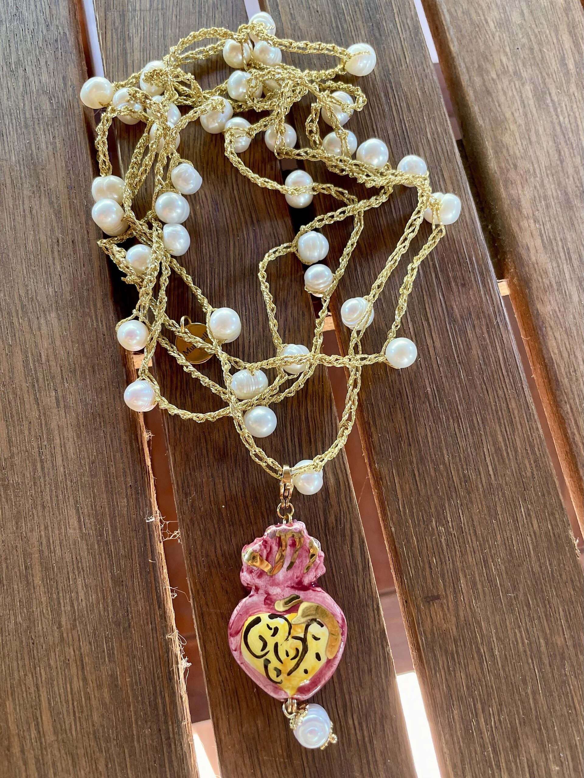 Sagrado Corazón y perlas (XL) - pieza única - 4