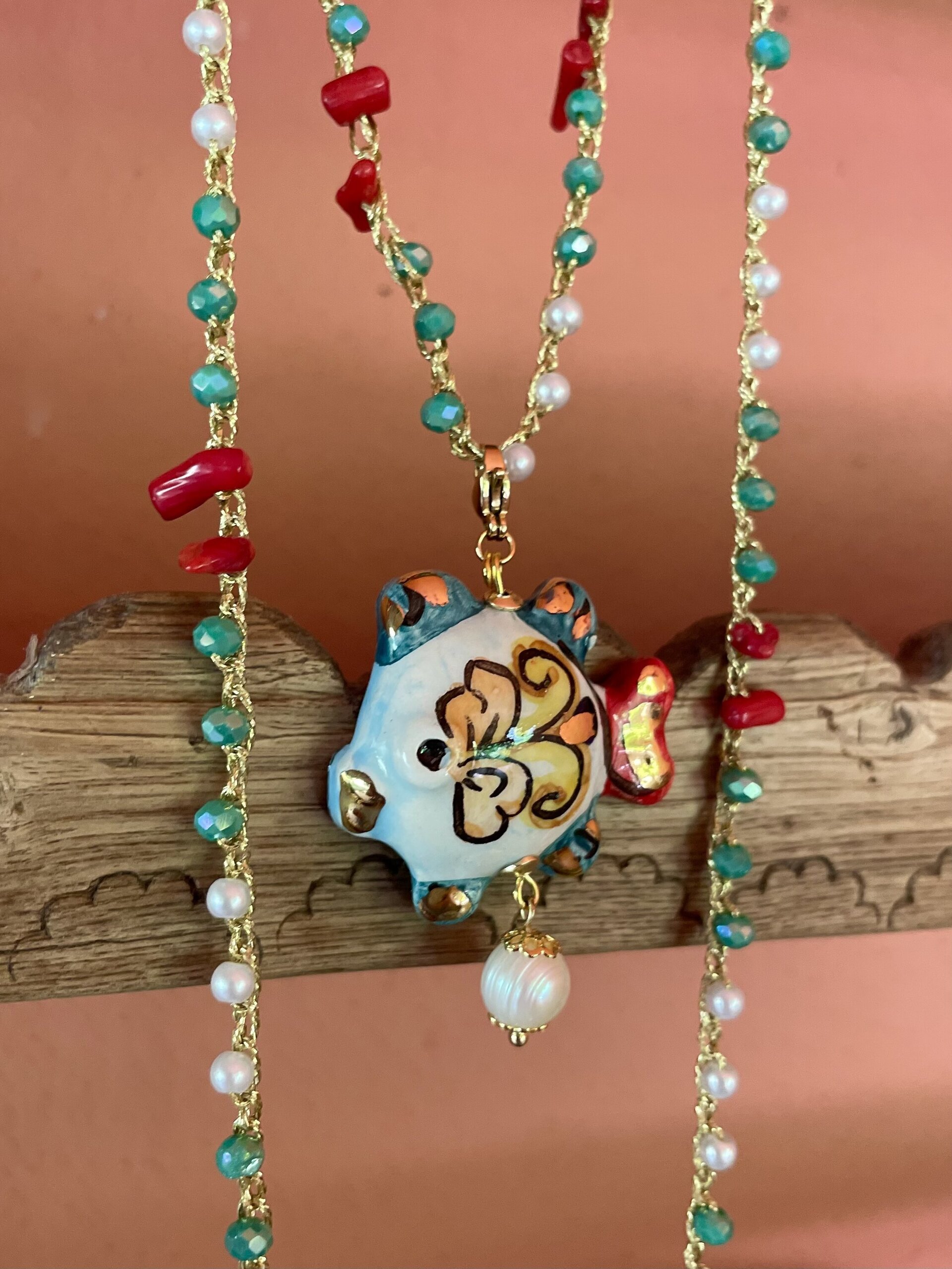 Pez verde y rojo (XL) - pieza única - 2