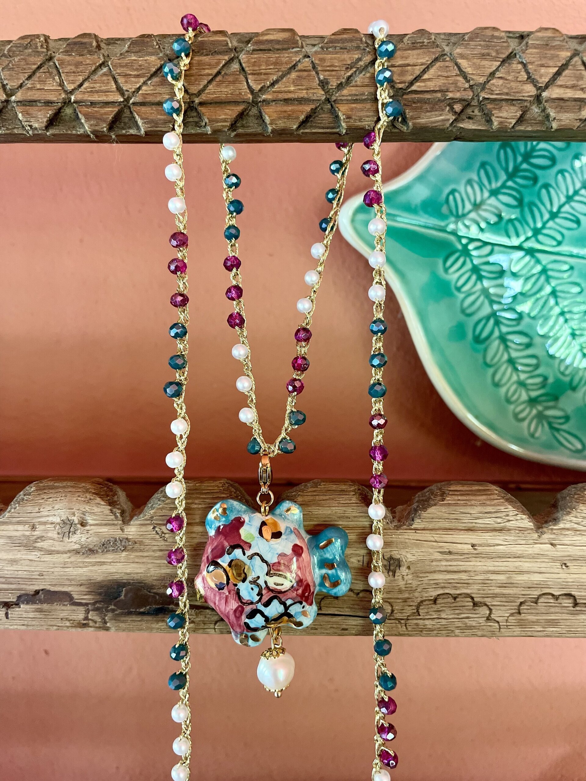 Collar siciliano XL pez buganvilla - pieza única - 5