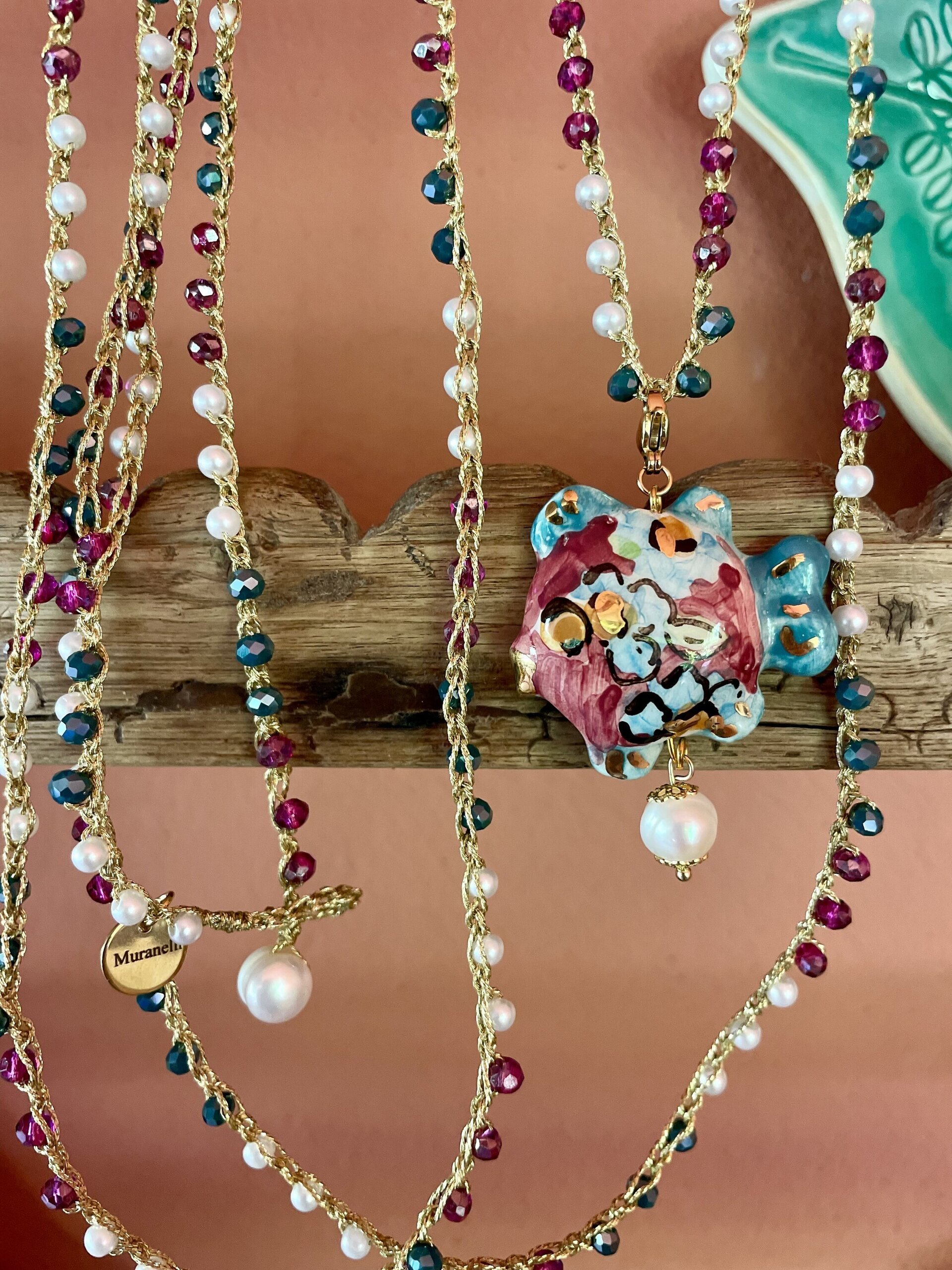 Collar siciliano XL pez buganvilla - pieza única - 1