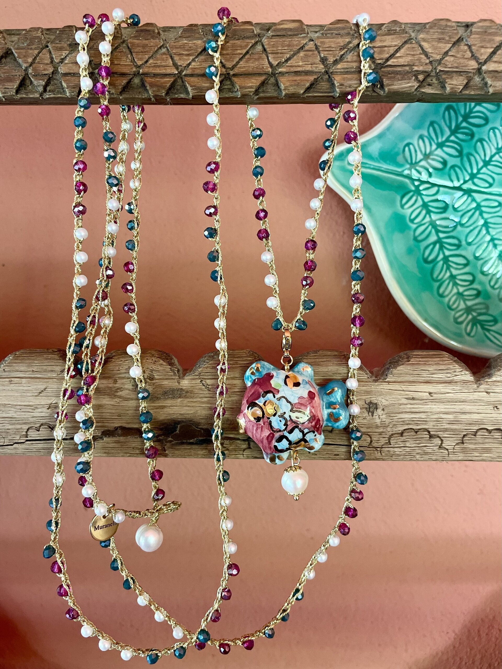 Collar siciliano XL pez buganvilla - pieza única - 3