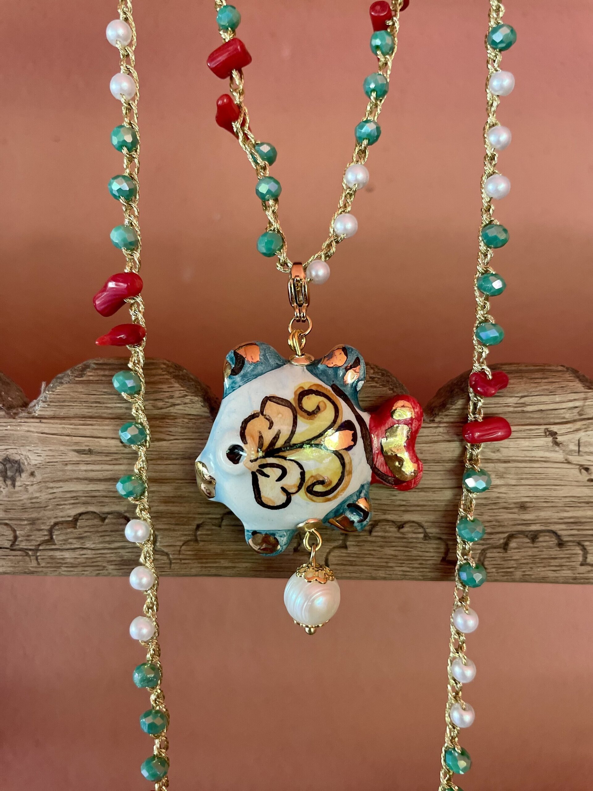 Pez verde y rojo (XL) - pieza única - 3