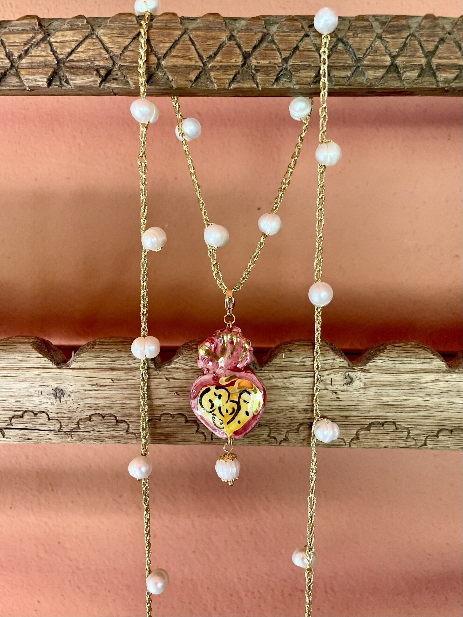 Sagrado Corazón y perlas (XL) - pieza única - 3